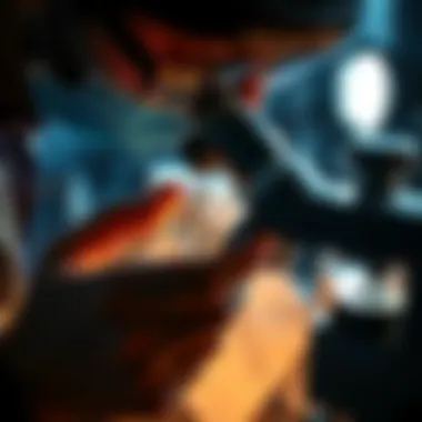 Expert Gemologist at Work Gemologist examining a gemstone under a microscope for quality assessment