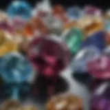 Close-up view of various gemstones showcasing their colors and textures