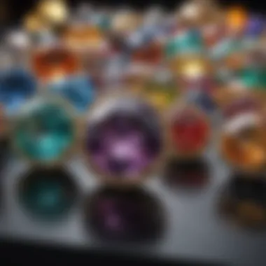 Exquisite Gemstone Collection A beautifully organized collection of gemstones in display cases