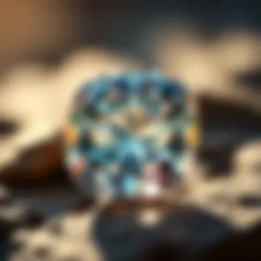 A detailed examination of a gemstone emphasizing its clarity
