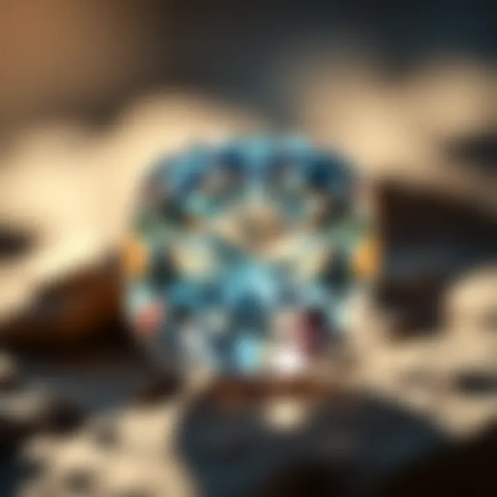 A detailed examination of a gemstone emphasizing its clarity
