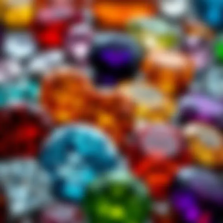 A vibrant display of gemstones highlighting their diverse colors