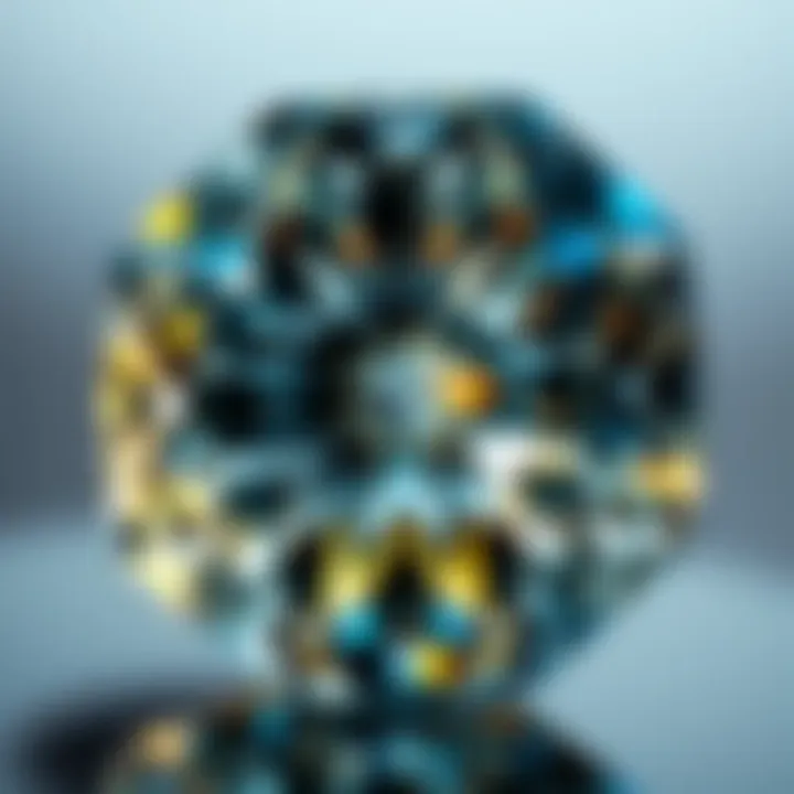 An exquisite close-up of a gemstone showcasing its intricate cut