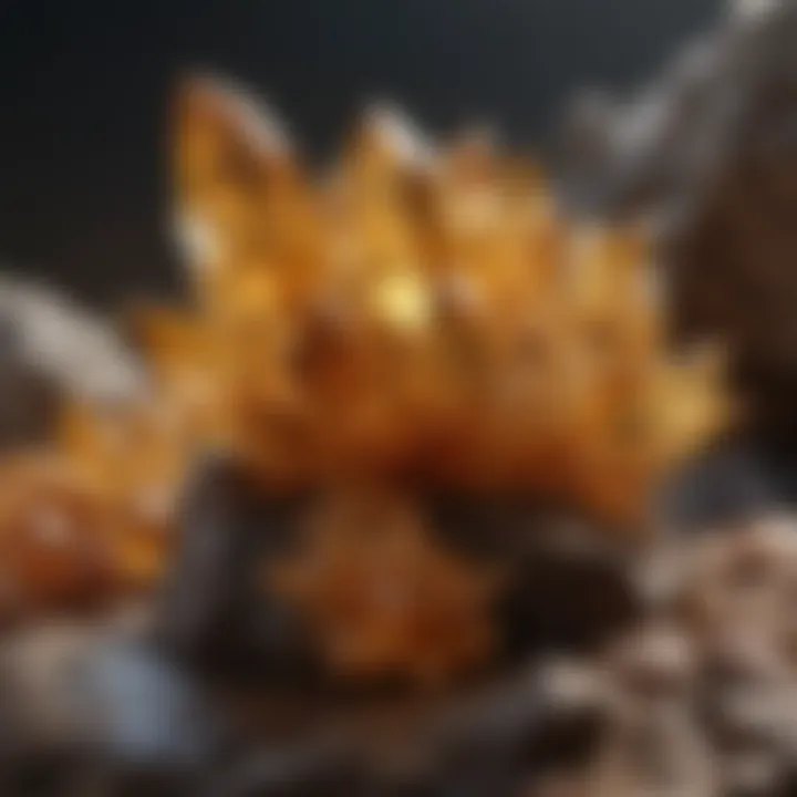 Geological formation featuring yellow and brown crystals in their natural habitat