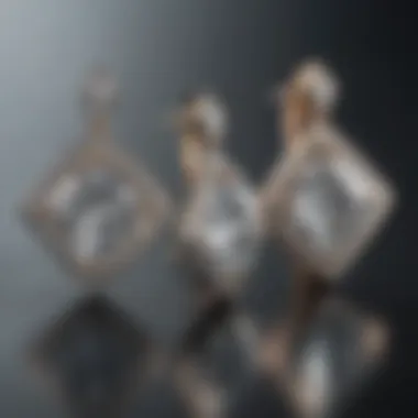 Geometric Brilliance of Lab-Grown Diamond Earrings Radiant lab-grown diamond earrings in a unique geometric setting