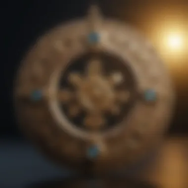 Luminous Symbol of Fortune Golden talisman with ancient symbols shining under moonlight