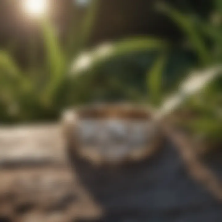 Sustainable half carat diamond ring displayed among natural elements