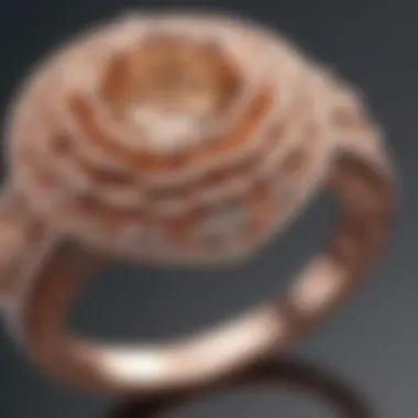 Intricate halo wedding band design with intricate rose gold detailing