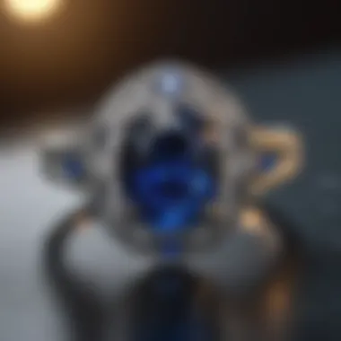 Sapphire Elegance Luxurious halo wedding band featuring a dazzling sapphire center stone