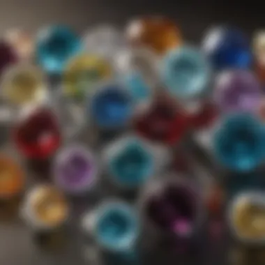 A variety of gemstone options laid out for consideration