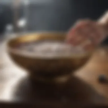 A bowl filled with warm soapy water for cleaning jewelry