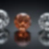 Close-up comparison of cubic zirconia and diamond showing brilliance