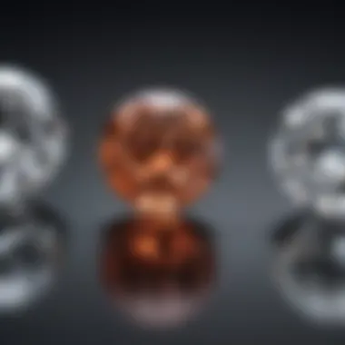 Close-up comparison of cubic zirconia and diamond showing brilliance