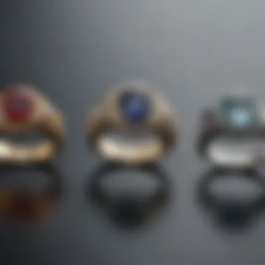 A side-by-side comparison of different ring sizes displayed on a flat surface.