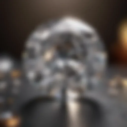 Close-up of a diamond under magnification