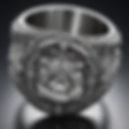 Close-up of a silver diamond ring showcasing its intricate design and diamond clarity