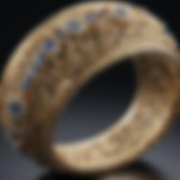 Close-up of intricately designed gold bracelet