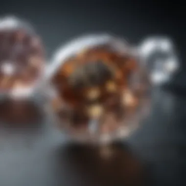 A display comparing real diamonds with synthetic ones