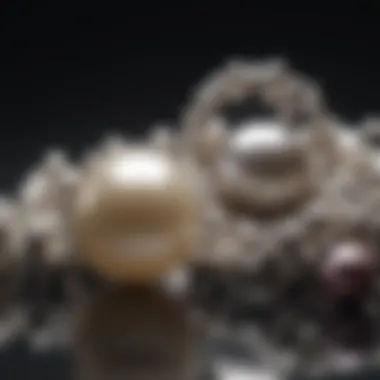 Comparison of natural and synthetic pearls on a display