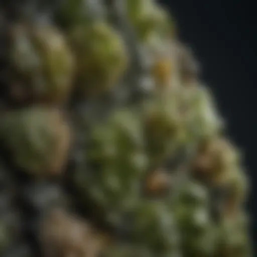Close-up of genuine moldavite displaying unique texture and color variations