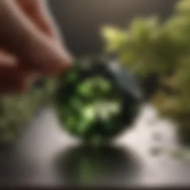 Testing Moldavite Authenticity with Refractive Index Expert conducting a refractive index test on moldavite