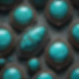 Close-up view of genuine turquoise with matrix patterns