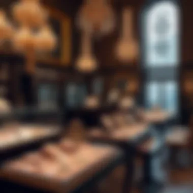 Auction house setting with fine jewelry on display