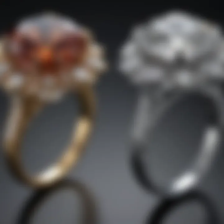 Before and after comparison of a ring with and without diamonds