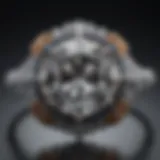 Close-up of a diamond-set ring showcasing intricate details