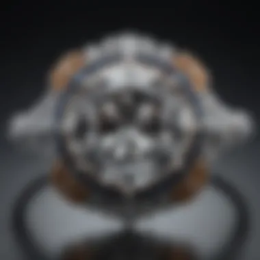 Close-up of a diamond-set ring showcasing intricate details