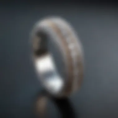 Elegant wedding band adorned with sparkling diamonds showcasing intricate design.