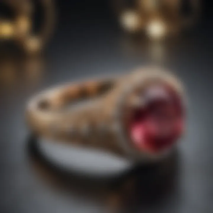 Elegant gemstone right-hand ring with intricate design