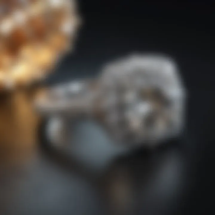 Luxurious diamond ring displayed in upscale jewelry store