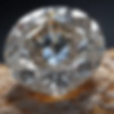 Close-up of VVS clarity D color Moissanite stone revealing intricate details