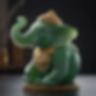 Jade Elegance of Prosperity Engraved jade elephant figurine symbolizing luck and prosperity