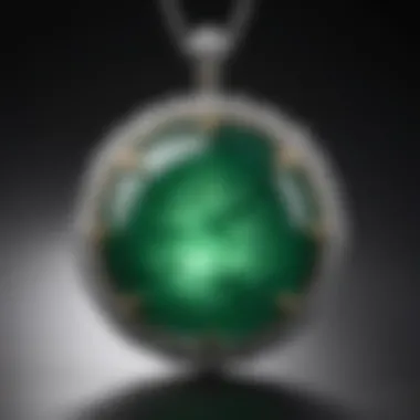 A close-up of a radiant jade pendant gleaming with natural beauty and elegance.