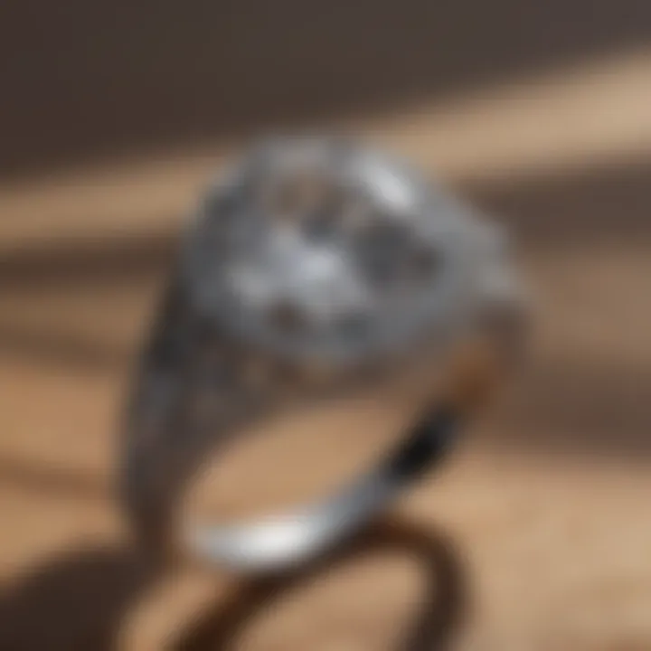 Close-up of the intricate setting of a Jared solitaire engagement ring