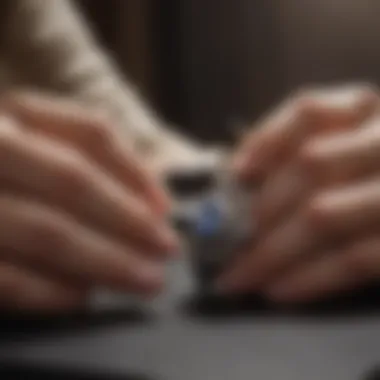 Jeweler examining intricate details of a ring