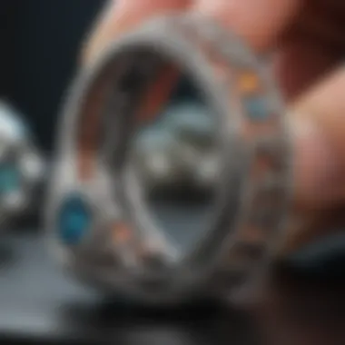 Close-up of jeweler's intricate ring sizing tools