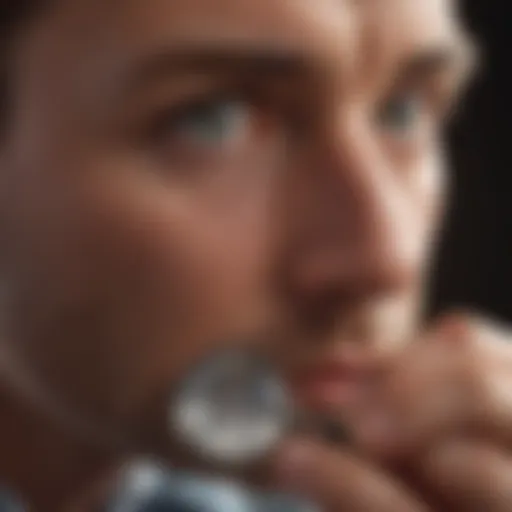 Master jeweler inspecting ring with magnifying glass