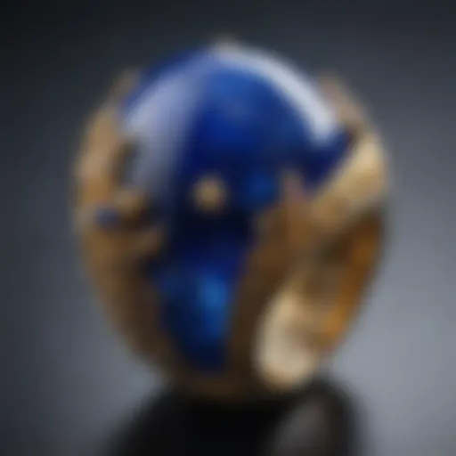 A close-up of lapis lazuli showcasing its deep blue color and golden flecks