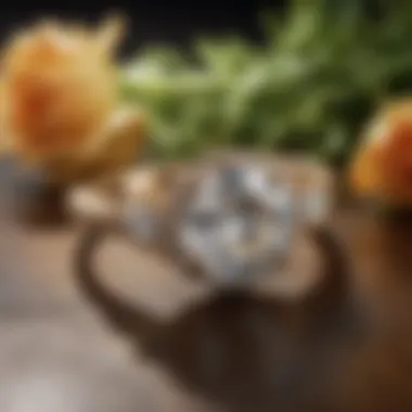 An elegant engagement ring displayed in a luxurious setting, emphasizing quality and craftsmanship.