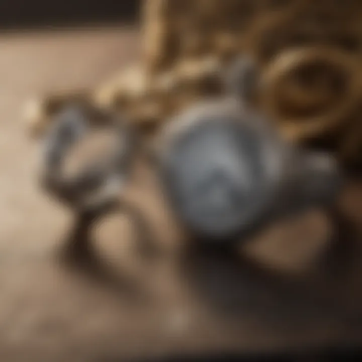 Luxurious engagement ring displayed with a vintage pocket watch