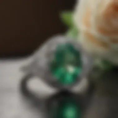 Luxurious Jade and Diamond Engagement Ring Set in Vintage Setting