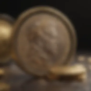 Detailed Coin Inspection Magnifying glass examining gold coin details