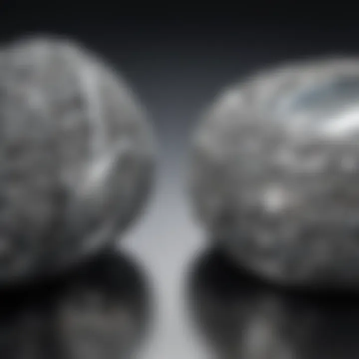 Comparison of cleaned and tarnished silver aluminum objects