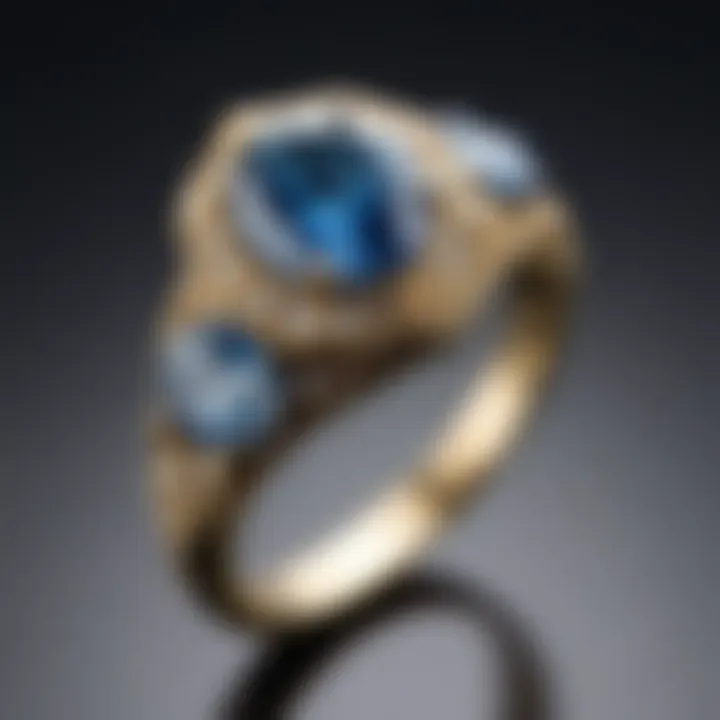 Majestic Blue Diamond Engagement Ring with Nature-Inspired Elements