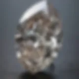 Close-up view of a marquise diamond showcasing its unique cut