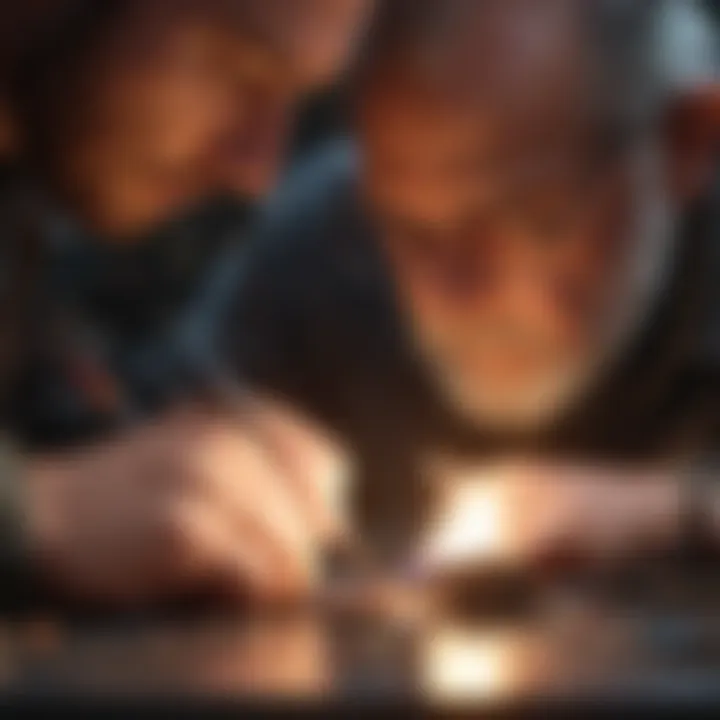 Craftsman inspecting soldering work with torch