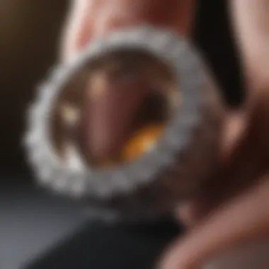 Precision Measurement Techniques Diamond ring being measured for appraisal